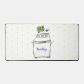 かわいい洗濯機ランドリー漫画イラストレーション デスクマット (正面)