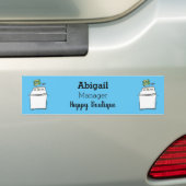 かわいい洗濯機ランドリー漫画イラストレーション バンパーステッカー (車上)