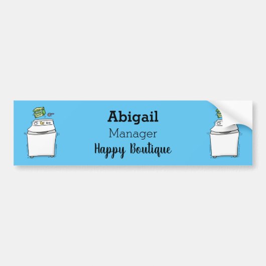 かわいい洗濯機ランドリー漫画イラストレーション バンパーステッカー (正面)