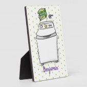 かわいい洗濯機ランドリー漫画イラストレーション フォトプラーク (側面)