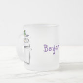 かわいい洗濯機ランドリー漫画イラストレーション フロストグラスマグカップ (正面左)