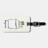 かわいい洗濯機ランドリー漫画イラストレーション ラゲッジタグ (正面横)