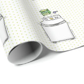 かわいい洗濯機ランドリー漫画イラストレーション ラッピングペーパー (ロールコーナー)