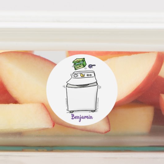 かわいい洗濯機ランドリー漫画イラストレーション ラベル (貼付)