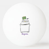 かわいい洗濯機ランドリー漫画イラストレーション 卓球ボール (裏面)