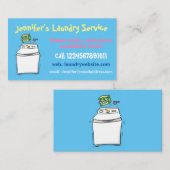 かわいい洗濯機ランドリー漫画イラストレーション 名刺 (正面/裏面)