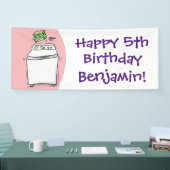 かわいい洗濯機ランドリー漫画イラストレーション 横断幕 (トレードショー)