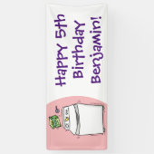 かわいい洗濯機ランドリー漫画イラストレーション 横断幕 (縦)