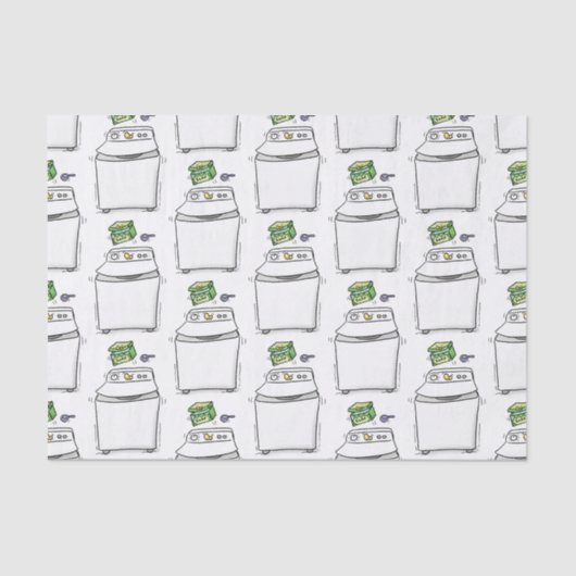 かわいい洗濯機ランドリー漫画イラストレーション 薄葉紙 (正面)