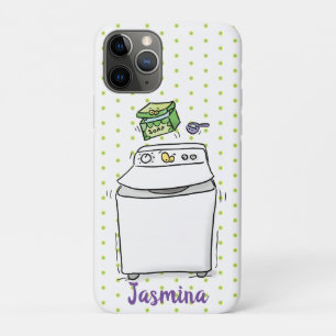 かわいい洗濯機ランドリー漫画イラストレーション iPhone 11 PROケース