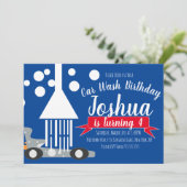 かわいい洗車バブル誕生日パーティー 招待状 (スタンド正面)