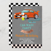 かわいい洗車パーティーの誕生日の招待 招待状 (正面/裏面)