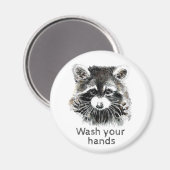 かわいい洗面所あなたの手を洗うラクーン動物アート マグネット (正面/裏面)