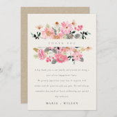 かわいい活気のあるピンクの水のカラーフローラ婚約 サンキューカード (正面/裏面)