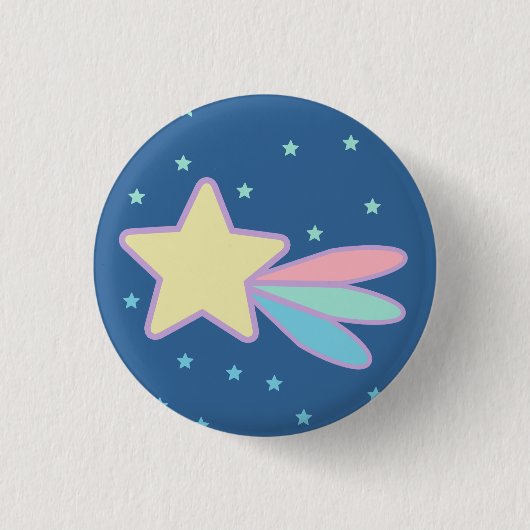 かわいい流れ星 彗星 缶バッジ (正面)
