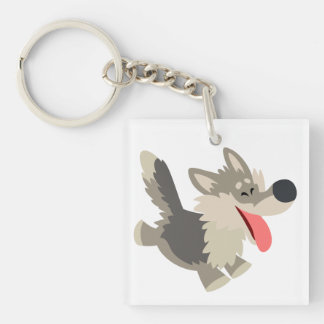 かわいい浮かれ気分の漫画のオオカミのアクリルKeychain キーホルダー