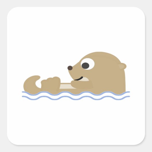 かわいい浮動カワウソ スクエアシール (正面)