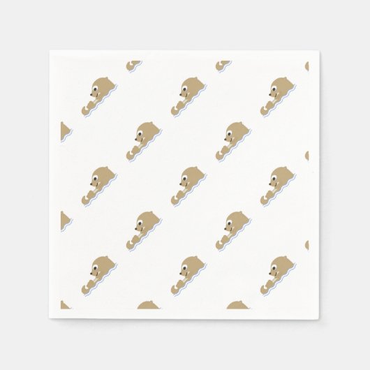 かわいい浮動カワウソ スタンダードカクテルナプキン (正面)