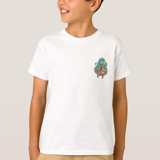 かわいい浮遊ナマケモノ風船 子供 Tシャツ (正面)