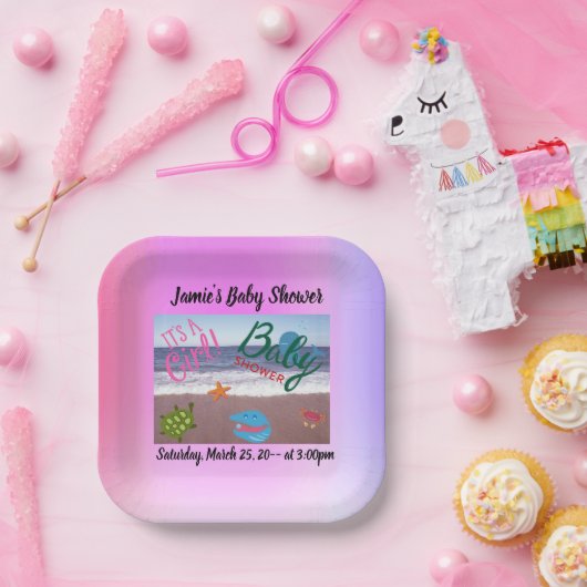 かわいい海が揺れる女の子の赤ちゃんシャワー ペーパープレート (パーティー)