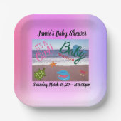 かわいい海が揺れる女の子の赤ちゃんシャワー ペーパープレート (正面)