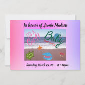 かわいい海が揺れる女の子の赤ちゃんシャワー 招待状 (正面)