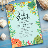 かわいい海と沼の動物の赤ちゃんシャワー招待状 招待状