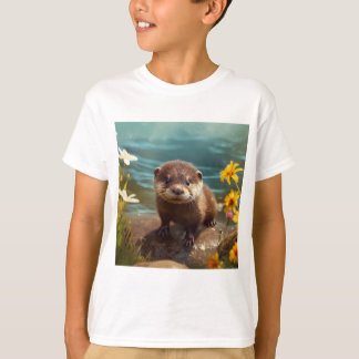 かわいい海のオッターTシャツ – かわいい動物のシャツ Tシャツ