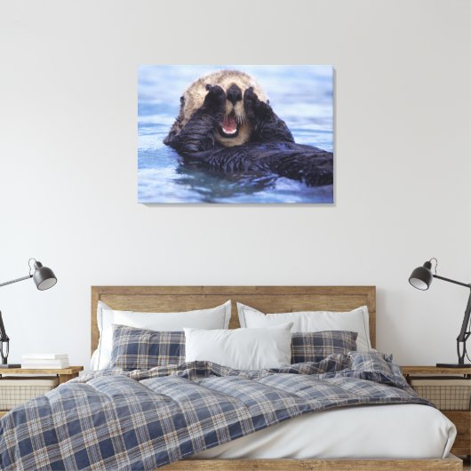 かわいい海のオーター |アラスカ（米国） キャンバスプリント (インサイチュ (寝室))