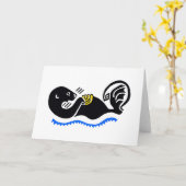 かわいい海のカワウソ絶滅危惧動物グラフィック カード (黄色い花)