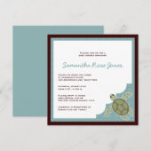 かわいい海のテーマのベビーシャワー-青およびブラウン 招待状 (正面/裏面)