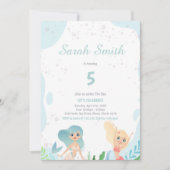 かわいい海の下で女の子をパーティー 招待状 (正面)