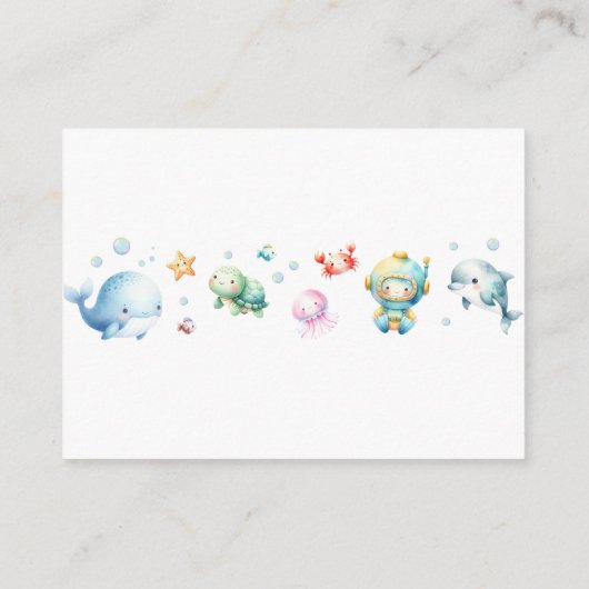 かわいい海の下で赤ちゃんシャワーベビー エンクロージャーカード (裏面)