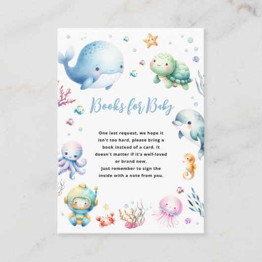 かわいい海の下で赤ちゃんシャワーベビー エンクロージャーカード (正面)