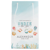 かわいい海の下に子供の誕生日ありがとう スモールペーパーバッグ (正面)