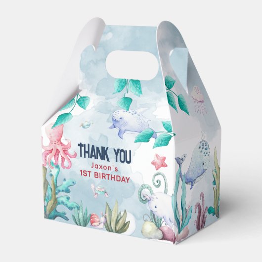 かわいい海の下に子供の誕生日ありがとう フェイバーボックス (裏面サイド)