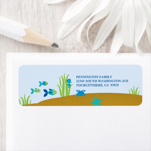 かわいい海の下の住所 シール (インサイチュ)