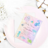 かわいい海の下の水の色ベビーシャワー招待状