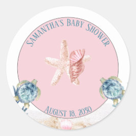 かわいい海の下の赤ちゃんシャワークラシックラウンドスティック ラウンドシール