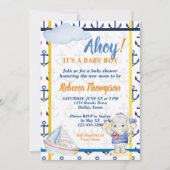 かわいい海の世界をテーマにした男の子のベビーシャワー 招待状 (正面)