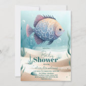 かわいい海の中で男の子の赤ちゃんシャワー 招待状 (正面)