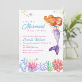 かわいい海の中の人魚コーラルベイビーシャワー 招待状 (スタンド正面)