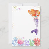 かわいい海の中の人魚コーラルベイビーシャワー 招待状 (裏面)