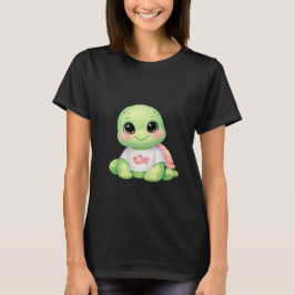 かわいい海の亀ちびベビー女子Tシャツ Tシャツ