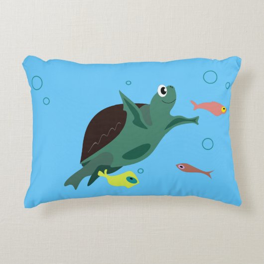 かわいい海の亀のアート アクセントクッション (正面)