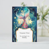 かわいい海の人魚の誕生日 サンキューカード (スタンド正面)