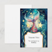 かわいい海の人魚の誕生日 サンキューカード (正面/裏面)