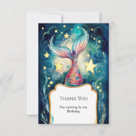 かわいい海の人魚の誕生日 サンキューカード