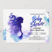 かわいい海の冒険:人魚の赤ちゃんシャワー 招待状 (正面/裏面)