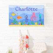 かわいい海の動物おもしろいバナー 横断幕 (インサイチュ)